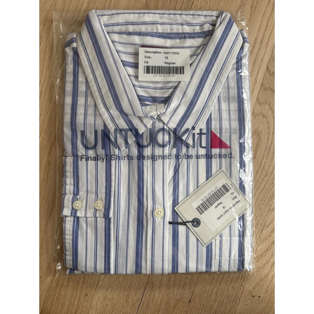 UNTUCKit Pinot Perse Striped Button Down Shirt Size 18 Regular Fit